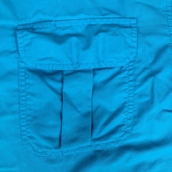 Duluth Trading Co. Mens 2XLT Short Sleeve Button‎ Down Shirt Blue Nylon - Picture 4 of 10